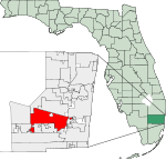 Map of Florida highlighting Davie